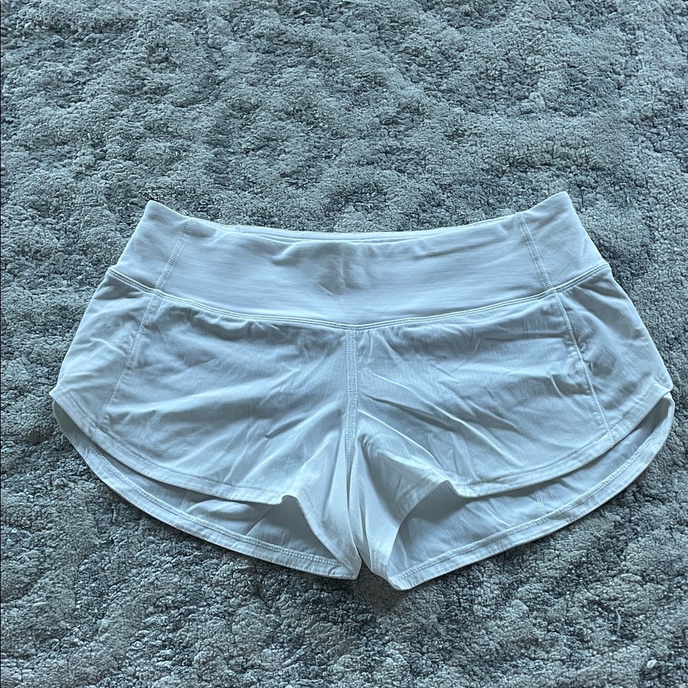 Lululemon Athletica White Athletic Shorts Sped up 2.5 inseam